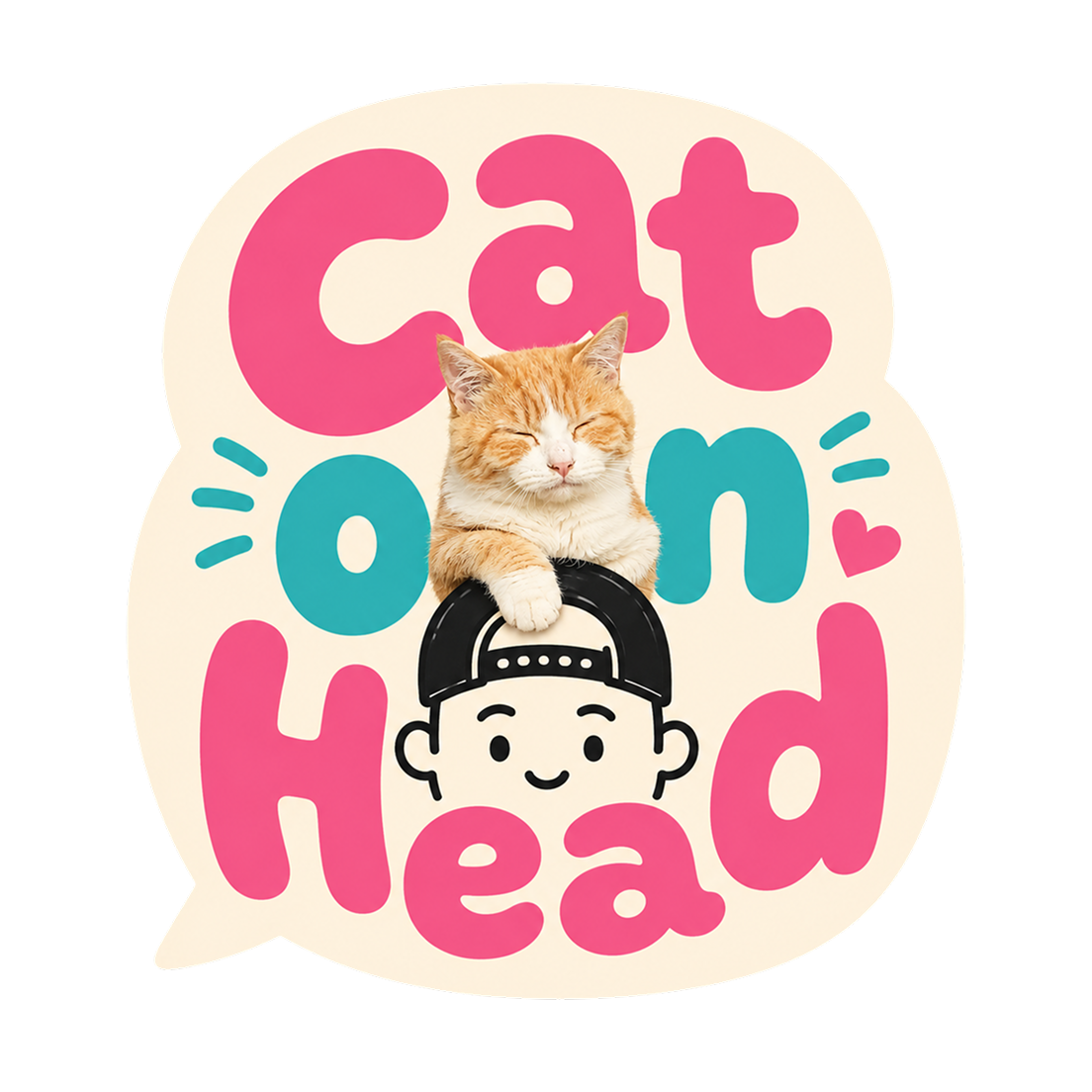 Cat on Head speech bubble mascot